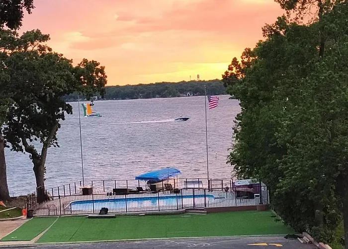 The Grand View On Pistakee Lake Pool Pier Stunning Panoramic Lake Views